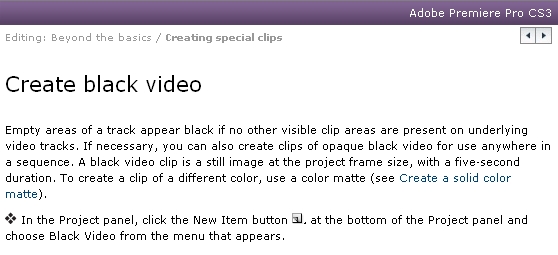 Black video instruction of Adobe premiere